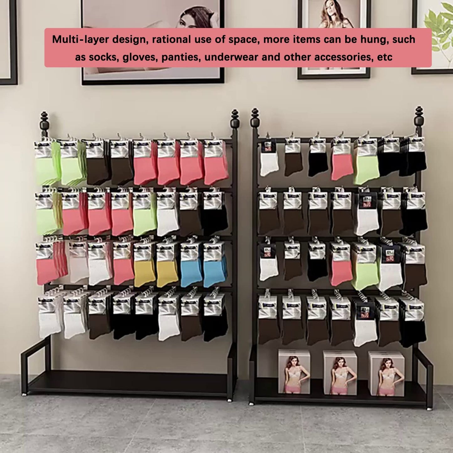 This Boutique Clothing Display Rack 4Tier Multifunctional Organizer for Socks Slippers Underwear & JewelryHigh Capacity Commercial Showcase for Retail.