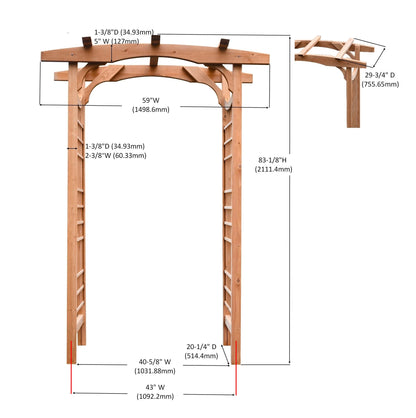 ScienGarden Solid Fir Wooden Garden Arch Premium Outdoor Trellis for Climbing Plants, 83.12”H×59”W×29.75’’D, Also can be Used for Wedding and Party Decoration