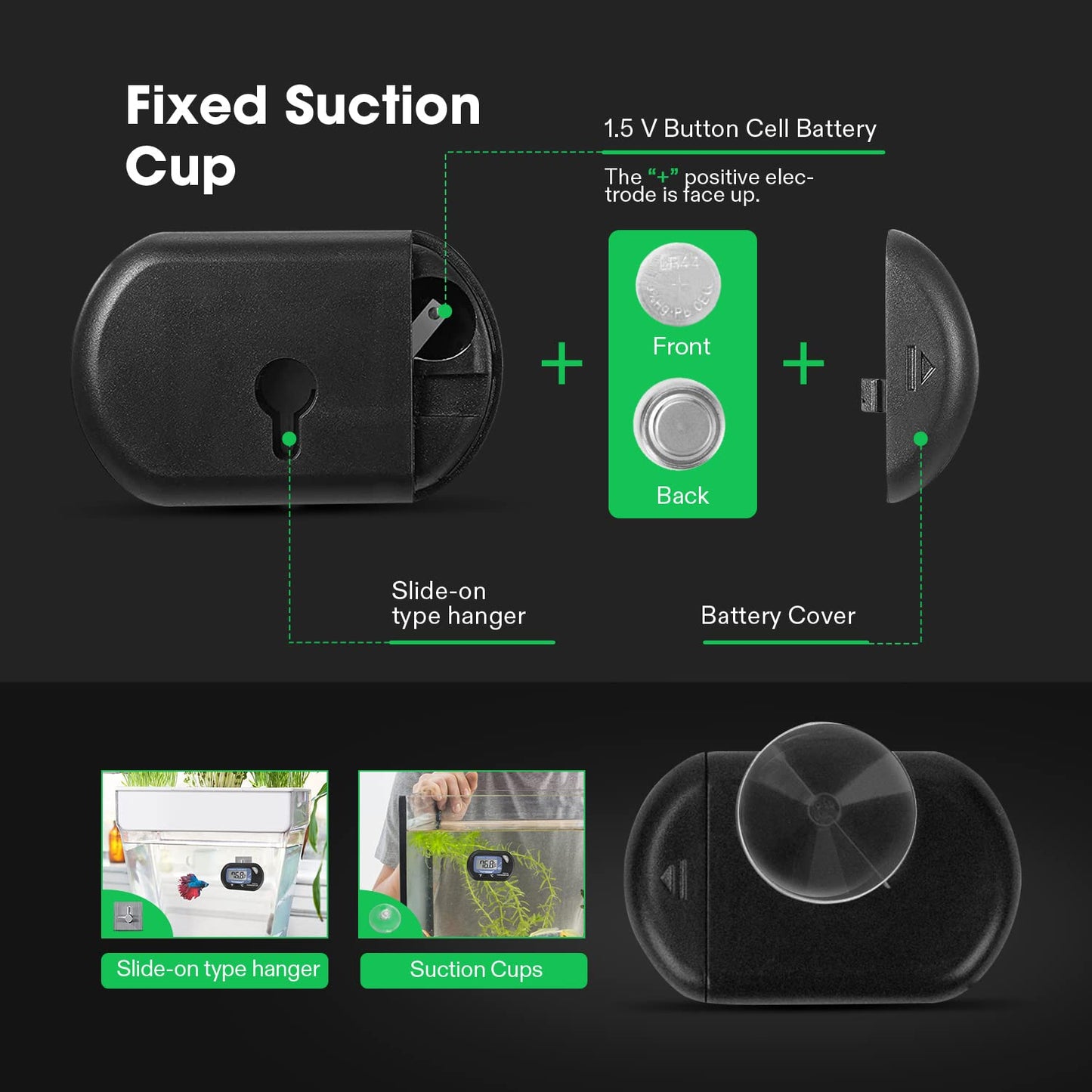 VIVOSUN 4-Pack LCD Digital Aquarium Thermometer Fish Tank Water Terrarium Temperature with Suction Cup for Turtle