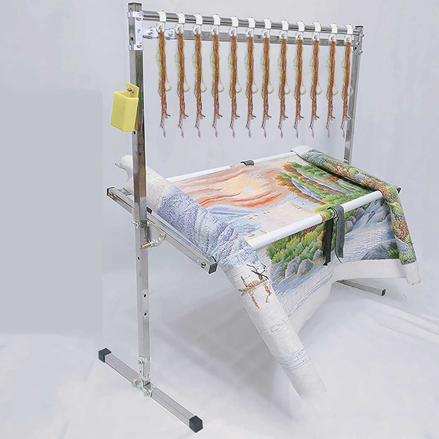 Embroidery Stand, Adjustable Stainless Steel Embroidery Stand for Cross Stitch and Sewing, Ideal Floor Frame and Lap Table for Art and Craft Projects.