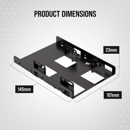 Corsair Dual SSD Mounting Bracket (3.5” Internal Drive Bay to 2.5", Easy Installation) Black