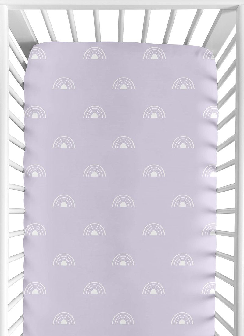 Sweet Jojo Designs Fitted Baby Crib Sheets (Purple and White Boho Rainbow) for Boys or Girls, Infant Nursery, Toddler Room - Standard Size (Lavender, Bohemian, Celestial, Sky, Nature, Shabby Chic)