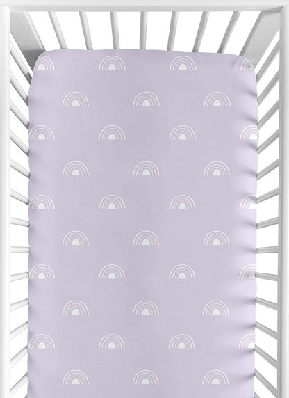 Sweet Jojo Designs Fitted Baby Crib Sheets (Purple and White Boho Rainbow) for Boys or Girls, Infant Nursery, Toddler Room - Standard Size (Lavender, Bohemian, Celestial, Sky, Nature, Shabby Chic)