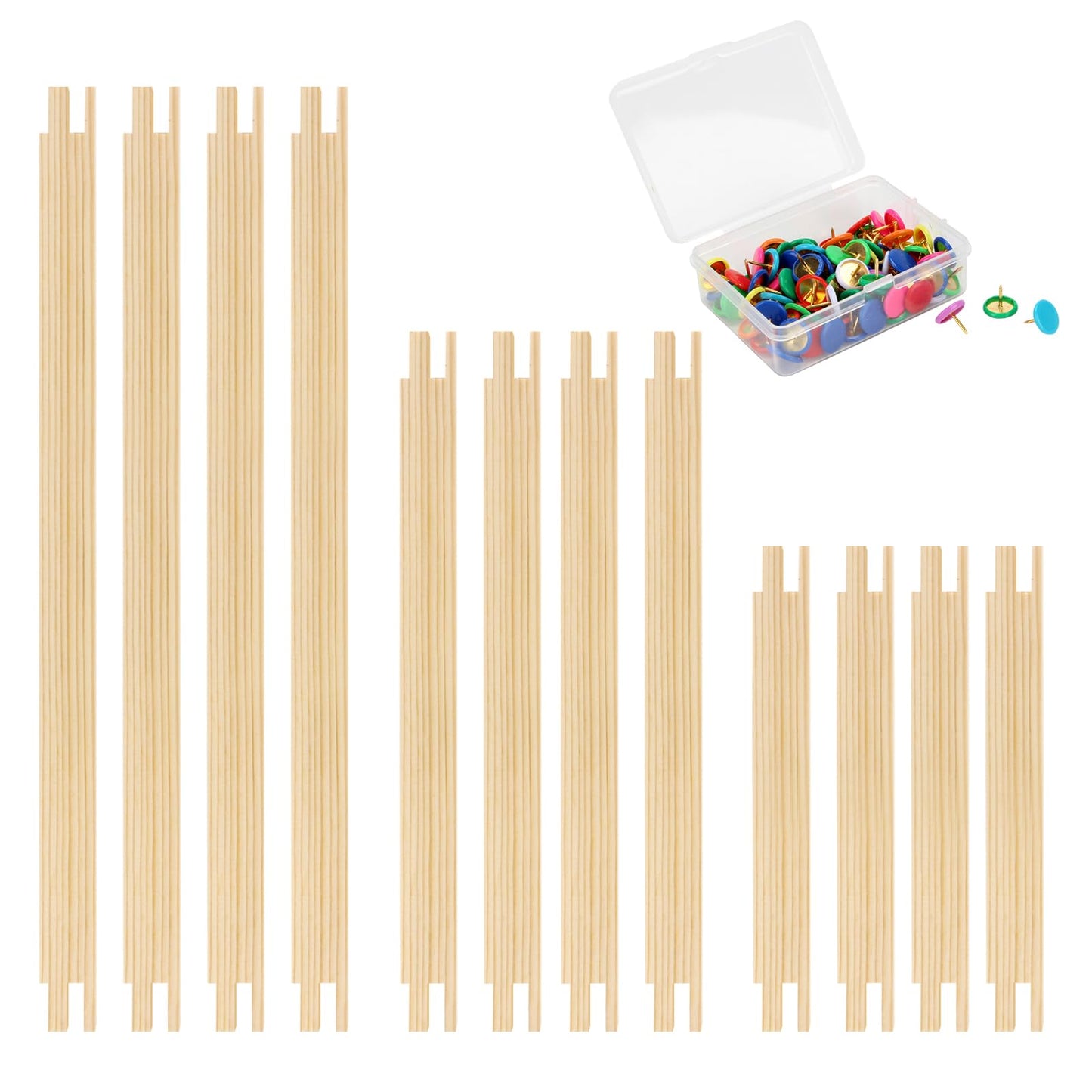 FMTYAOIU 6 Sets Stretcher Bars for Needlework 3 Sizes Wooden Canvas Splicing Stretcher Bars Set with 100 Pins for Crafts Needle Felting Embroidery Thread Frame Set