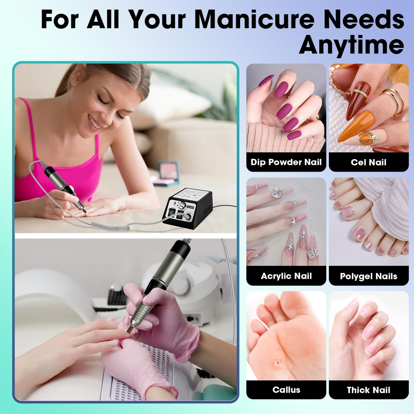 LAVAED Professional Nail Drill Electric Nail File Kit, Nail Filer Electric with 156pcs Sanding Bands and Nail Dril Bits for Acrylic, Gel Nail Manicure and Pedicure, Pink
