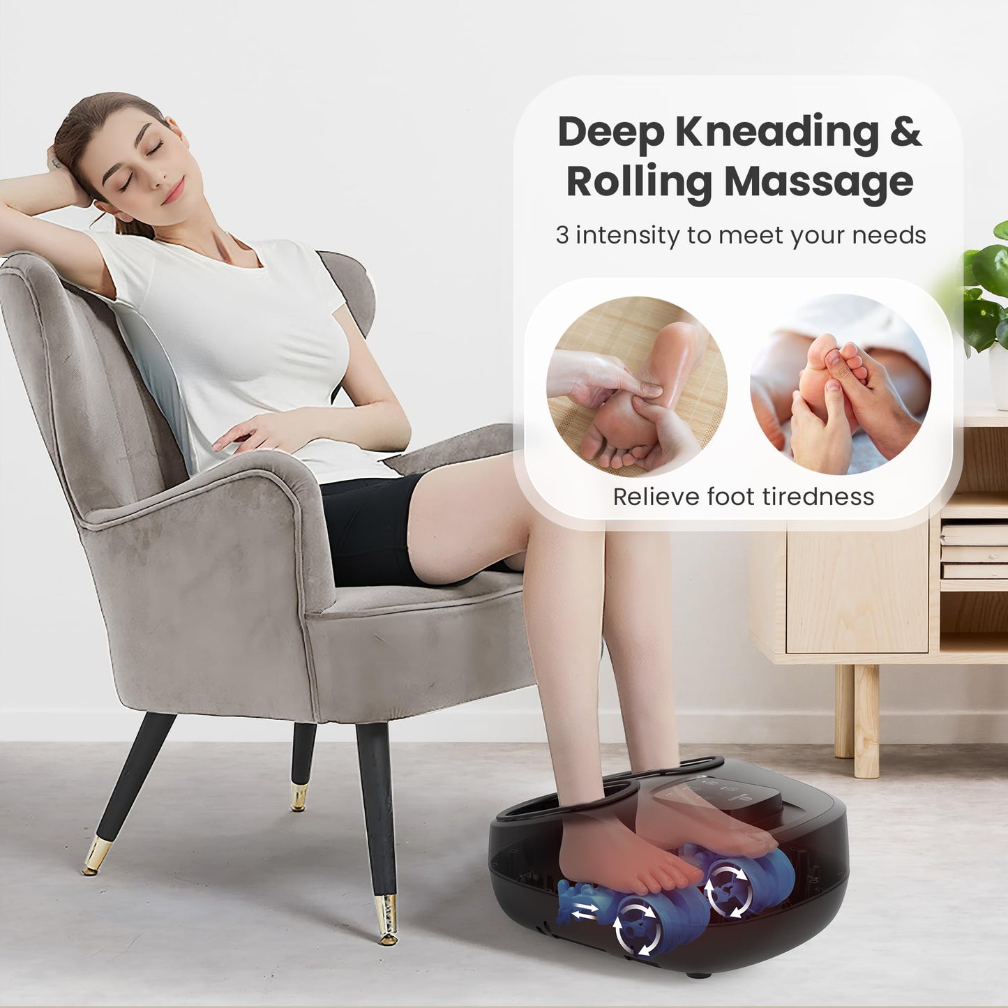 COMFIER Shiatsu Heated Foot Massager with Heat for Plantar Fasciitis Neuropathy, Deep Kneading Vibration Feet Massager for Mon Dad Men Women-Home Office Use