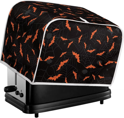 Halloween Spider Web Bats Toaster Cover, Dustproof 4 Slice Small Appliance Cover
