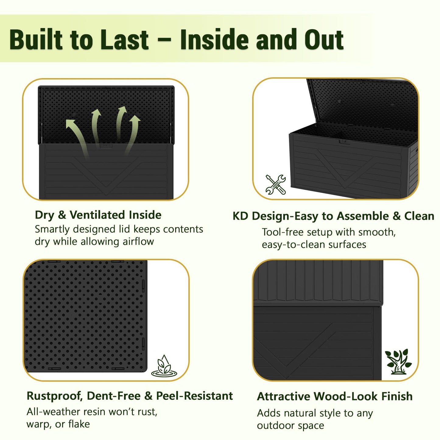MAKE CHANGES Outdoor Storage Box,260 Gallon Deck Box Outdoor Storage Bench Outside Waterproof Resin Storage Bench, Lockable Patio Cushions, Garden Tools Storage For Furniture, UV Resistant