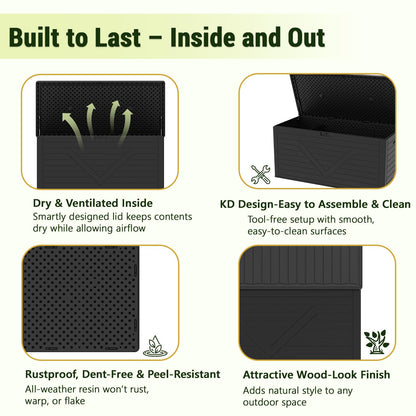 MAKE CHANGES Outdoor Storage Box,260 Gallon Deck Box Outdoor Storage Bench Outside Waterproof Resin Storage Bench, Lockable Patio Cushions, Garden Tools Storage For Furniture, UV Resistant