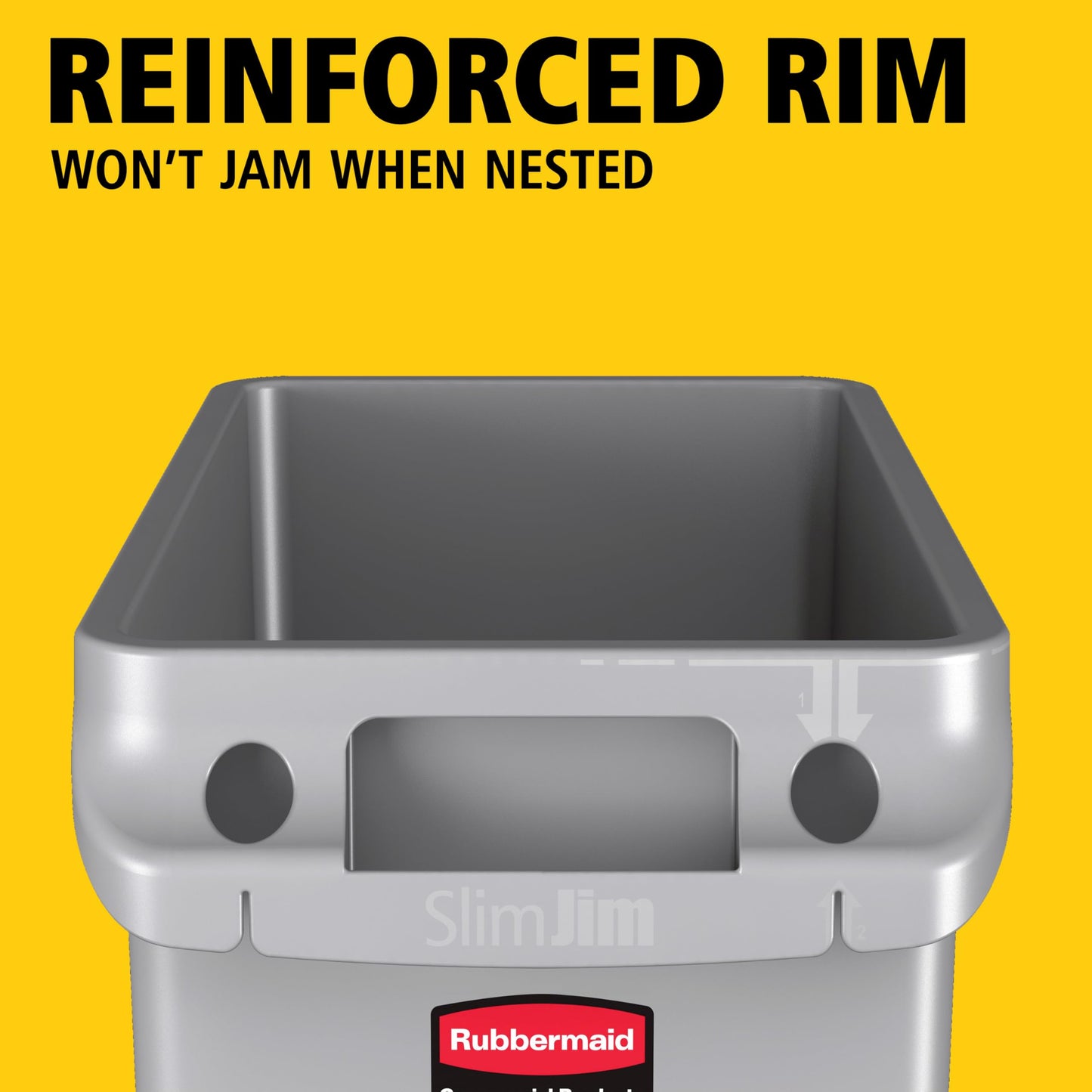 Rubbermaid Commercial Products Slim Jim Plastic Rectangular Trash/Garbage Can with Venting Channels, 23 Gallon, Gray