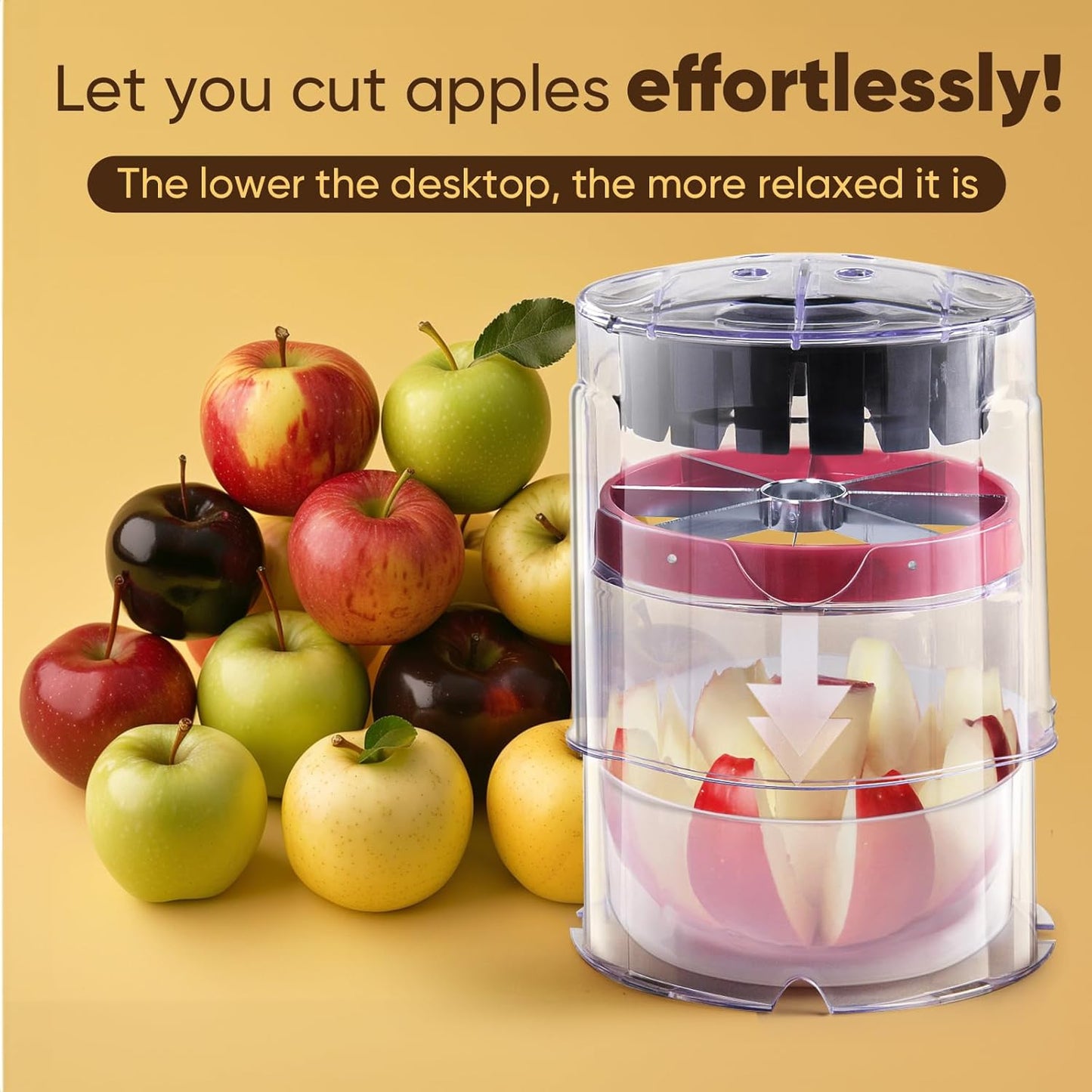 5.12-Inch 8 Newness Apple Slicer - Slices, Ultra-Safe & Heavy-Duty Stainless Steel Extra Large Apple Cutter, Upgraded