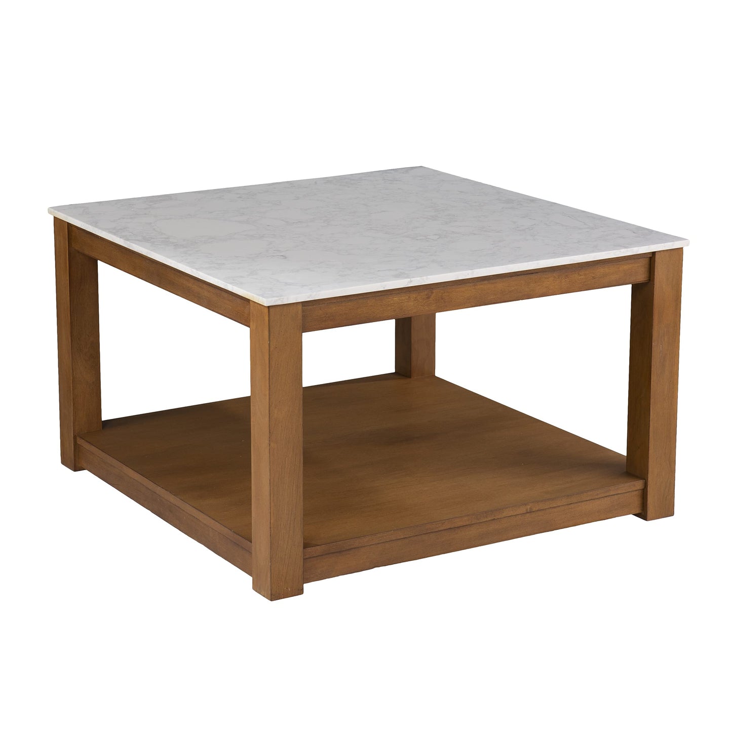 SEI Furniture Chandlen Square 30" Wood Cocktail Table, White & Natural