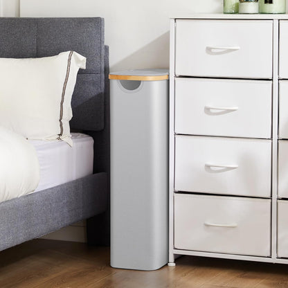 Fiona's magic Slim Laundry Hamper with Lid - 63L Narrow Laundry Basket with Removable Bag, Grey Collapsible