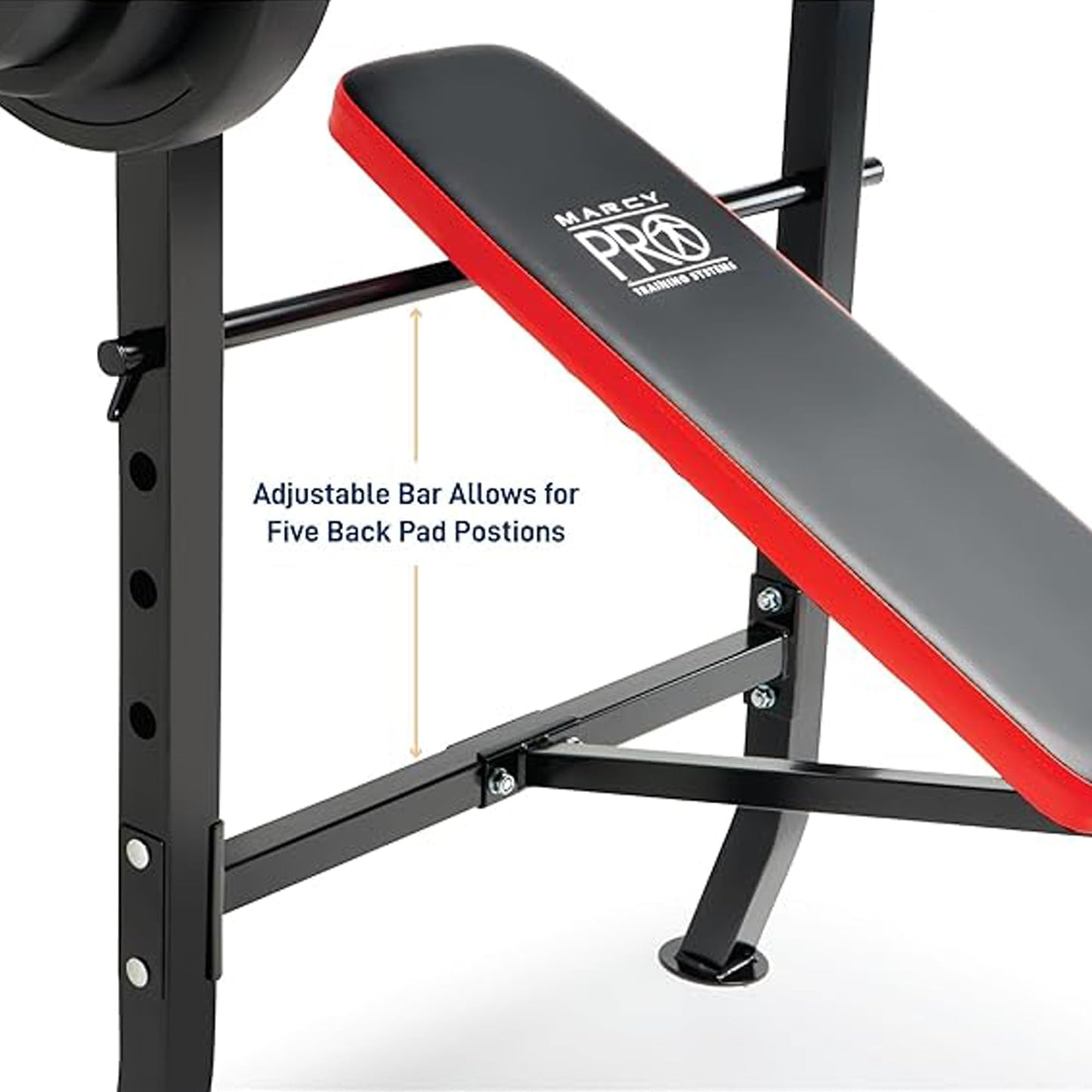 Marcy Pro Standard Weight Bench with 100 lbs Vinyl-Coated Weight Set PM-2084, Flat