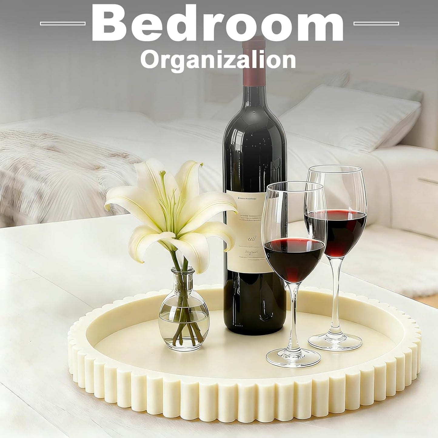 HUGZNLFEI Round Decorative Tray for Coffee Table Decor - Resin Modern Table Centerpieces Decorative Trays for Kitchen