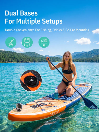 Niphean (Extra Large) Inflatable Paddle Board, SUP for 2+1 People/Family 500lbs Capacity Stand Up Paddle Board with SUP Accessories, StabilTrac Fin Non-Slip Paddleboard for Adults-Grain Flow