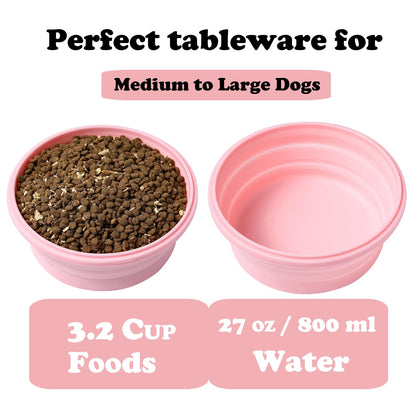 Large Collapsible 40 OZ Travel Dog Bowls, 2 Pack with Lids, Foldable Silicone Food & Water Bowl for Large Dogs, Lightweight & Leak Proof, Perfect for Outdoor Travel, Camping & Hiking