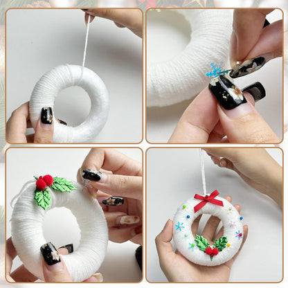 Cinrobiye 12 Set Christmas Wreath Craft Kits DIY Winter Christmas Tree Hanging Wreath Ornament Decorations Kit Xmas Crafts for Holiday Christmas Home Classroom Party Activities Project