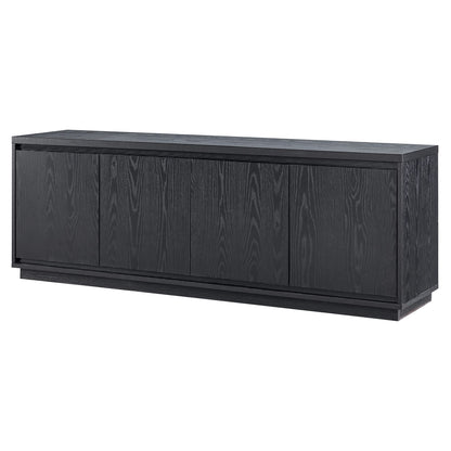 Henn&Hart TV Stand for TVs up to 75" with 2 Concealed Storage Cabinets and Adjustable Shelves for Living Room, Family Room, or Office, Natural Black