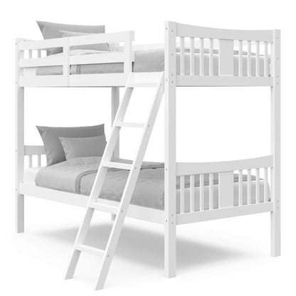 Storkcraft Caribou Bunk Bed Twin Over Twin Bunk Bed (White) - GREENGUARD Gold Certified, Twin Bunk Beds for Kids, Converts to 2 Individual Twin Beds, Bunk Beds for Kids