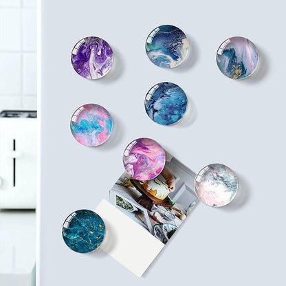Glass Strong Magnetic Fridge Magnets, Round Cute Colorful Kitchen Magnets for Office Whiteboard, Cabinet, Dishwasher,