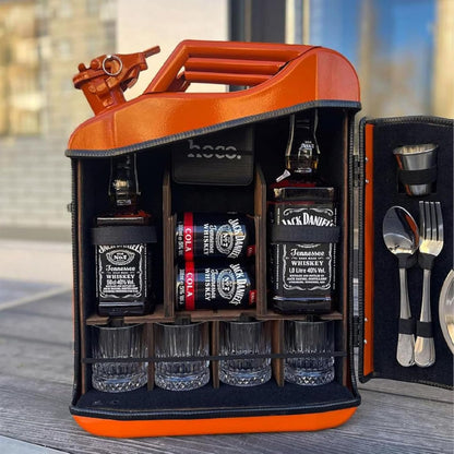 MNJVCFDS Personalized Small Bar, Portable Whiskey Bar Cabinet, Christmas Mini Bar Gasoline Barrel Wine Cabinet Display, Gift for Husband Men Women Dad Boy Girl Boss