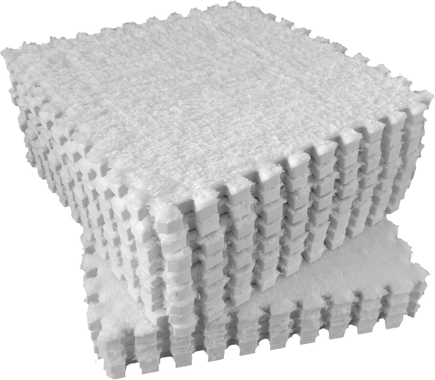 lmjclzyee 12 pcs Shaggy Soft EVA Foam Interlocking Carpet Fluffy Rugs Protective Floor Tiles Sport Play mats for Home