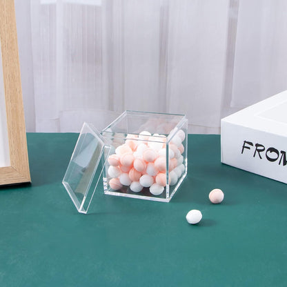 6 Packs Clear Acrylic Plastic Box with Lids, Small Square Containers for Candy, Pill, and Jewelry