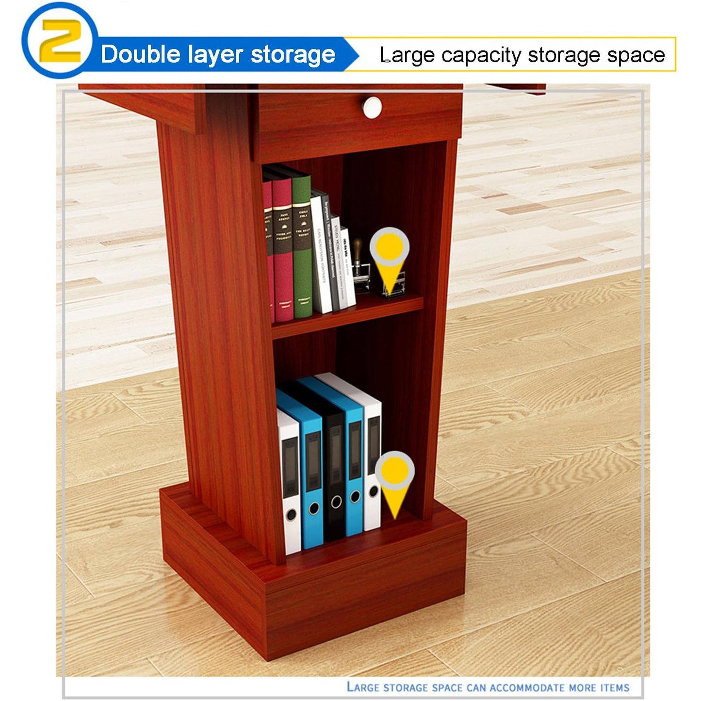 UWYTGF Lectern Podium Stand, Wooden Church Pulpit Reception Desk, Floor Standing Podiums, for Conference Church Pulpit School Presentation Stand,Black B