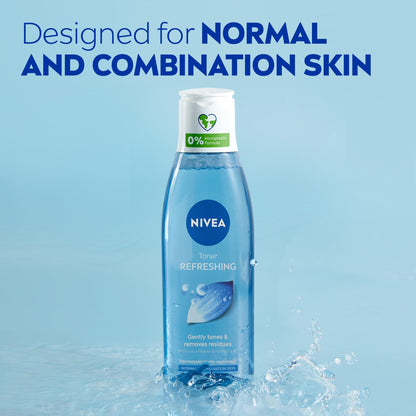 NIVEA Refreshing Toner 200ml | With Lotus & Hydramine | Effective Makeup Remover | Gently Cleanses and Moisturises Skin | Eliminates Impurities | For Normal & Combination Skin (Pack of 2)