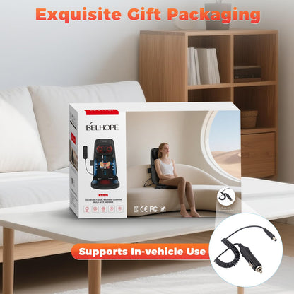 Shiatsu Neck and Back Massager with Heat, 4D Kneading Back Massager for Pain Relief Deep Tissue, Comfortable Back Massage for Chair, Massager for Home Office, Gifts for Women Men Parents Christmas