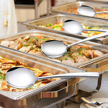 Large Serving Spoons Set Stainless Steel 12 Inch Serving Utensils for Buffet Catering Dishwasher Safe(2-pieces, Silver)
