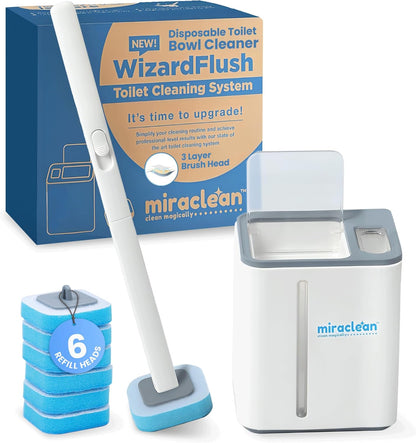 WizardFlush Toilet Brush - Disposable Toilet Bowl-Cleaner for Bathroom - Scrub Brush for Toilet - Space Saving