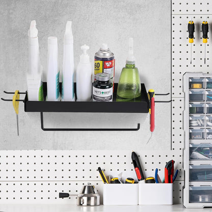 Tongyuyan 2 Garage Paper Towel Holder with Shelf & Detachable Hooks - Wall Mount Shop Towel Holder & Paper Towel Holder