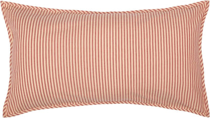 VHC Brands Sawyer Mill Large Pillow Sham Cover, Farmhouse Country Stripe, King Size 21x37, Red
