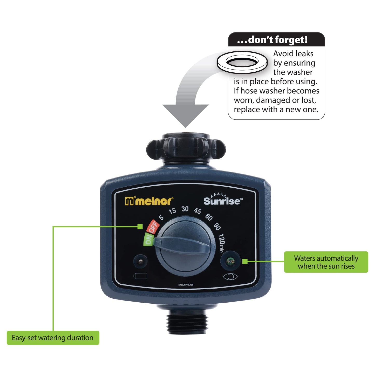 Melnor 65164AMZ Sunrise Daily Water Timer, Grey, Black