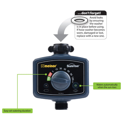 Melnor 65164AMZ Sunrise Daily Water Timer, Grey, Black