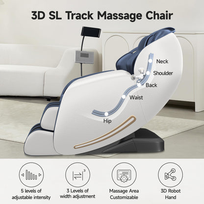 Real Relax Massage Chair Full Body with Unique Phone Controller,Heart and Blood Measurement, Zero Gravity 3D SL-Track Recliner with APP Control, Child Lock,Pause Button, Back Pad, Favor-06, Blue