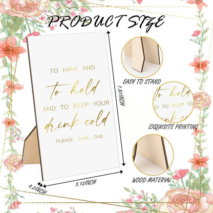 SiliFine 101 Pcs Wedding Can Cooler Bulk Engagement Party Favors for 100 Guests Cheers to Love Laughter, and I'll Drink Can Cooler with 1 Pcs Wooden Wedding Table Sign Bridal Shower Favor(White)