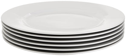 Amazon Basics 6-Piece White Dinner Plate Set, Microwave and Dishwasher Safe for Everyday Use, 10.5 inches