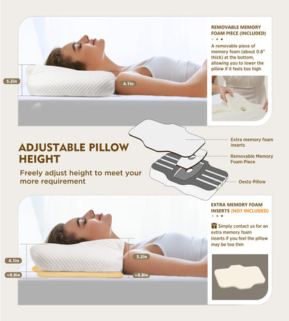 Osteo Cervical Pillow for Neck Pain Relief, Hollow Design Odorless Memory Foam Pillows with Cooling Case, Adjustable Orthopedic Bed Pillow for Sleeping, Support for Side Back Sleepers