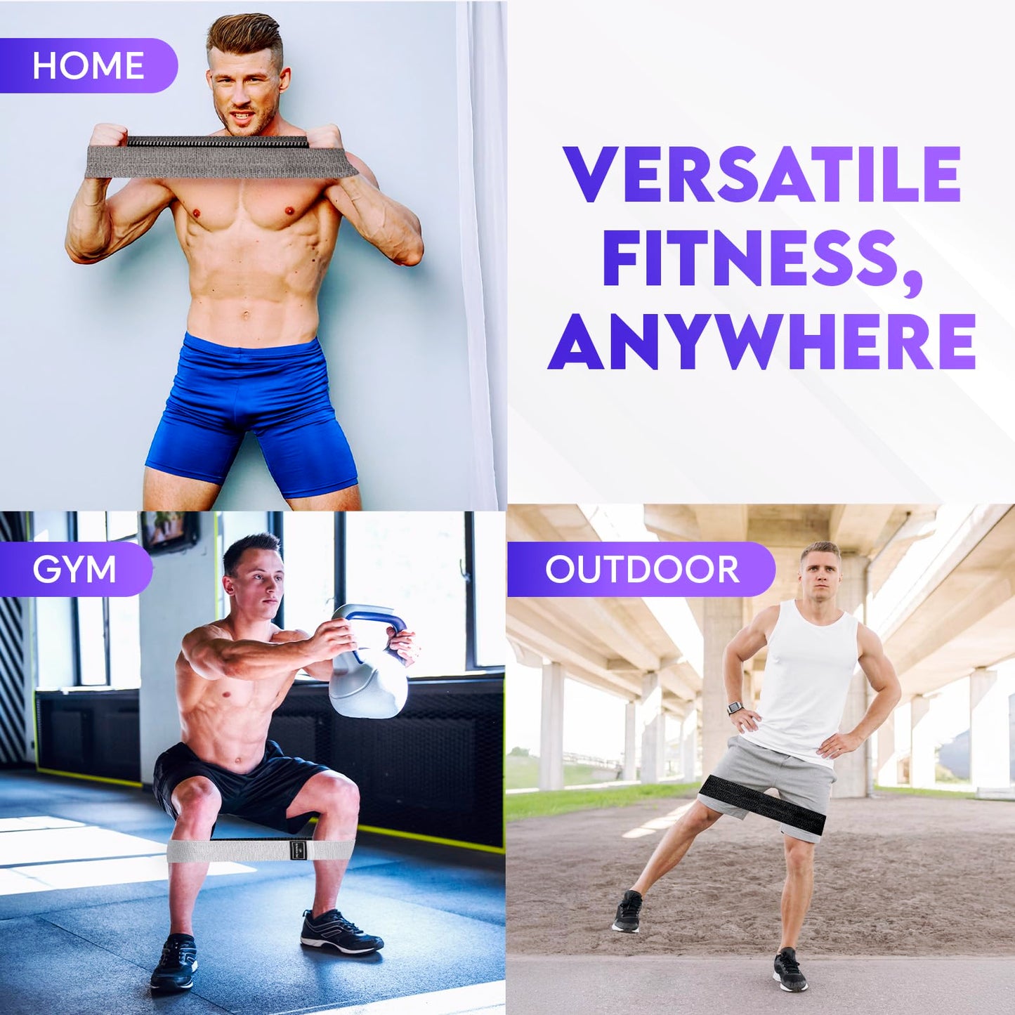 Wide Fabric Resistance Bands for Working Out | 3 Strength Level Non-Slip Exercise Booty Bands for Women & Men | Comes with a Bag and Tape Measure | for Gym, Yoga, Pilates
