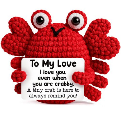 GiftMark Anniversary Mothers Day Birthday Gifts for Women Men, to My Love Gifts for Boyfriend Girlfriend Wife Husband, Emotional Positive Crochet Crab Anniversary Birthday Gift for Him Her Couple