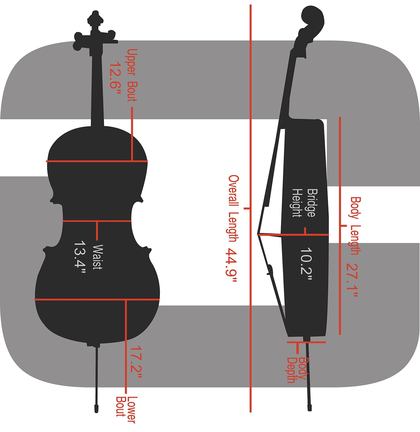 Crossrock Poly Carbon Composite Case fits for 3/4 Size Cello with Backpack and Wheels in Black(CRF102CETBKHT) (CRF1020CETBKHT)