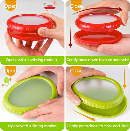 MAJESTY WORLD Anti-Oxidation Silicone Fruit and Vegetable Storage Box, Fresh Stretch Pod, Set of 4 Reusable Storage Containers for fridge | Avocado Saver, Tomato, Apple, Onion Holder, Fridge pods
