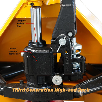 Ezmhbro Easy-to-Maintain Pallet Jack 27" x 48" Fork with Leak-Proof Pump, Silent PU Wheels for Garage, Retail & Warehouse