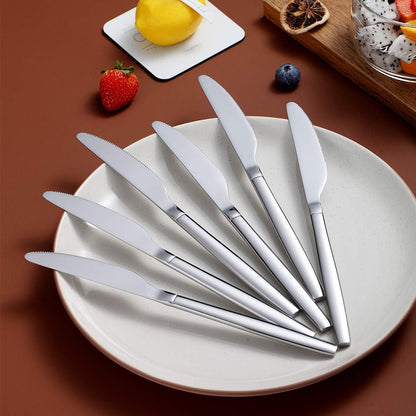 Berglander Dinner Knives Set of 6 - Stainless Steel Shiny Modern Butter Knife Table Knives, Dishwasher Safe
