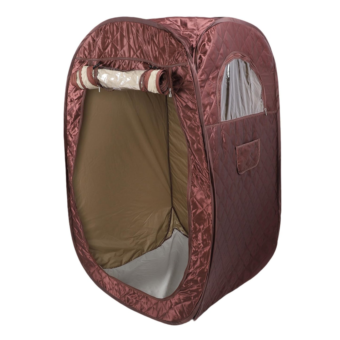 Srliya Portable Sauna Box, 4.76FT Foldable Full Body Steam Sauna Tent with Remote Control and Folding Chair, for Home Relaxation and Gym Use (Wine Red)