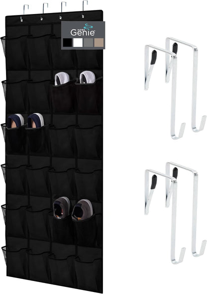 HOME GENIE Over The Door Shoe Organizer, 24 Breathable Mesh Pockets, Closet Rack Storage Holder