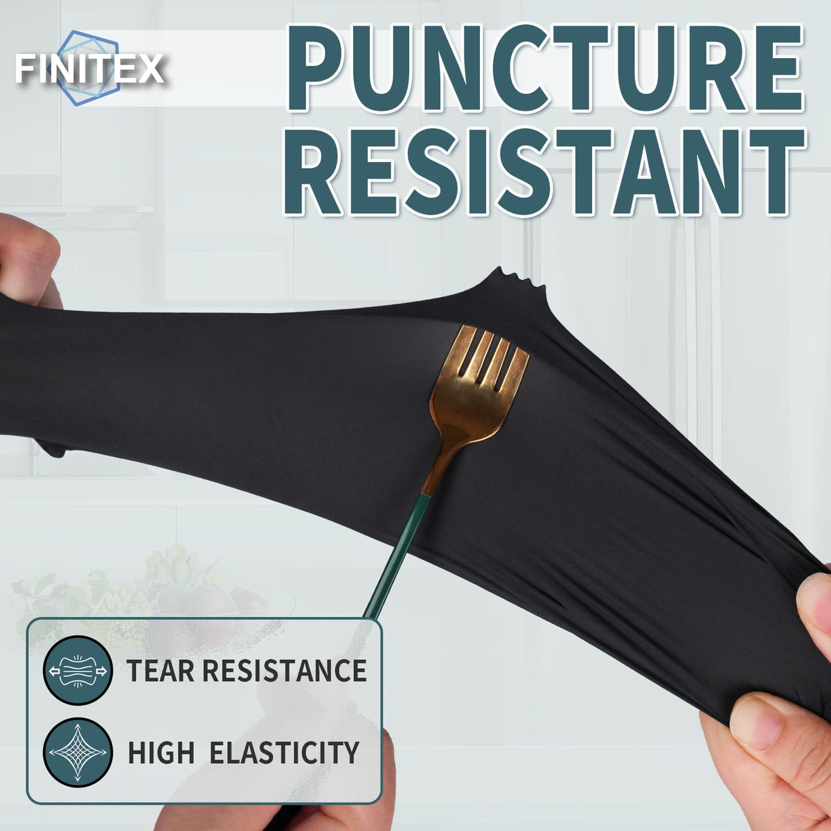 FINITEX - Black Nitrile Disposable Gloves, 5mil, Powder/Latex-Free, Medical Exam 100 PCS For Examination Home Cleaning Food Glove (X-Large)
